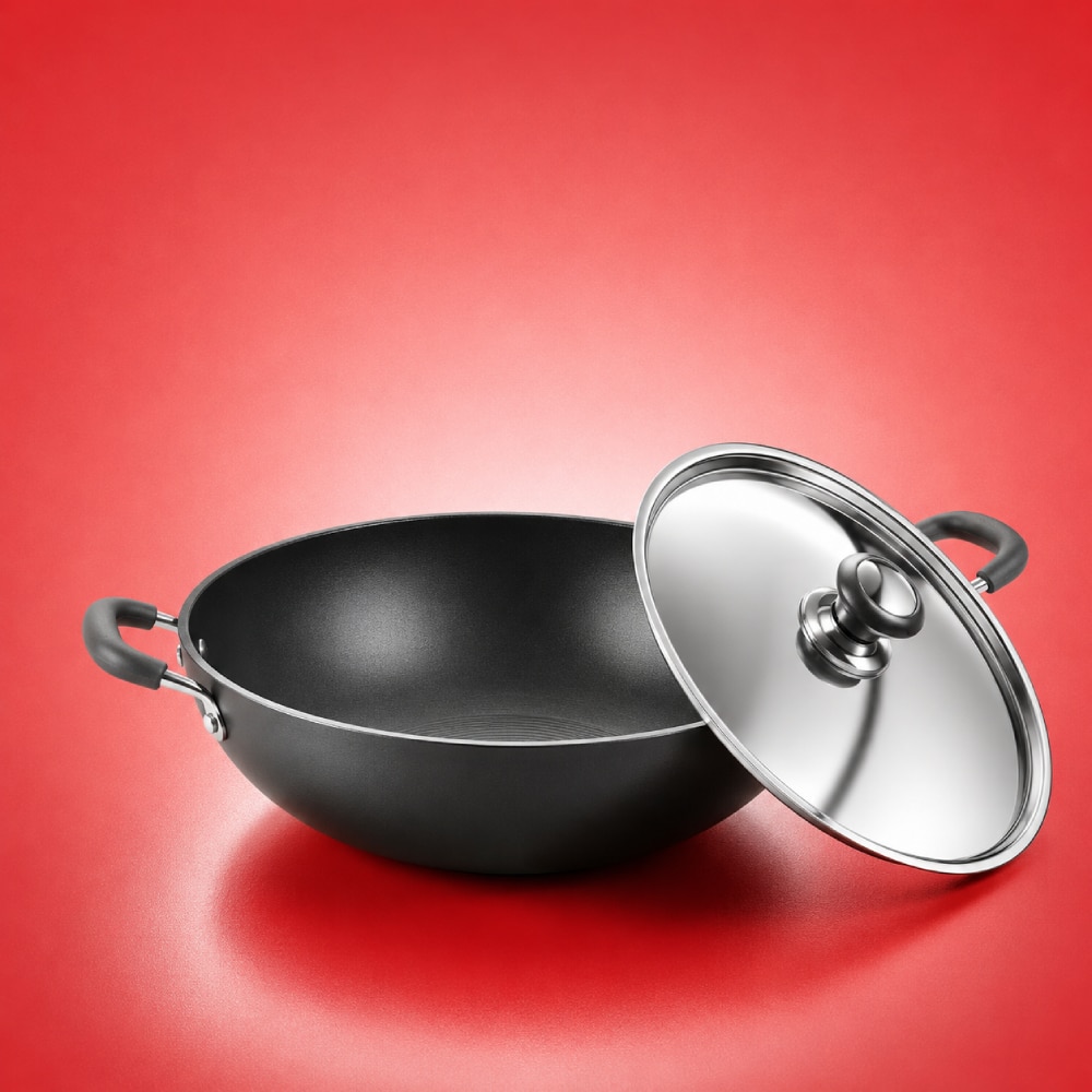 Black Rynox Non Stick Kadai