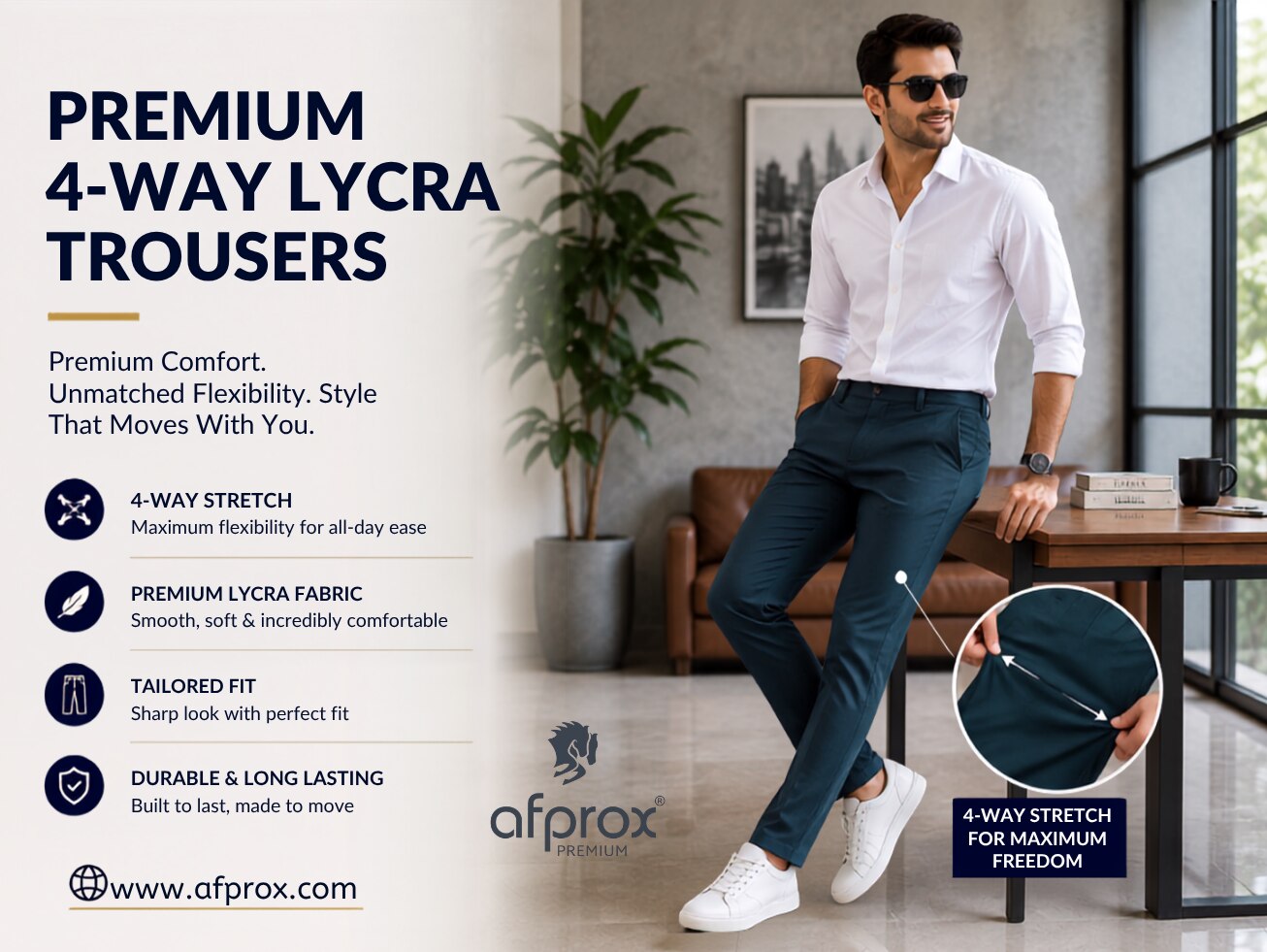 PREMIUM 4-WAY LYCRA TROUSERS image 1
