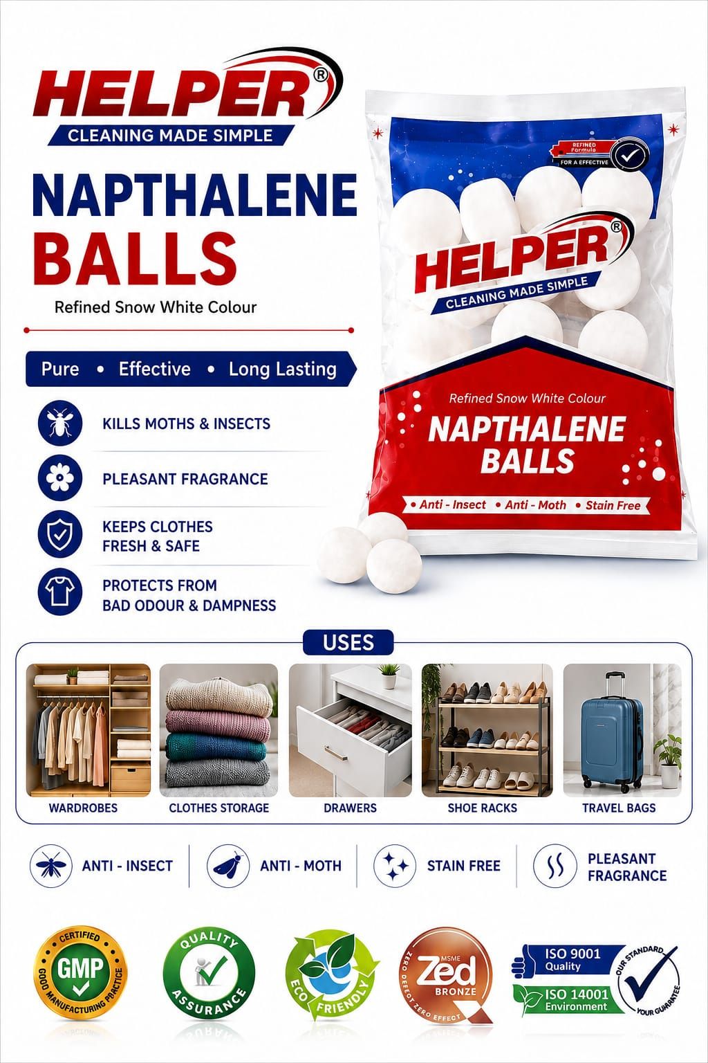 Napthalene Balls, Snow White - 100gm Pack image 1