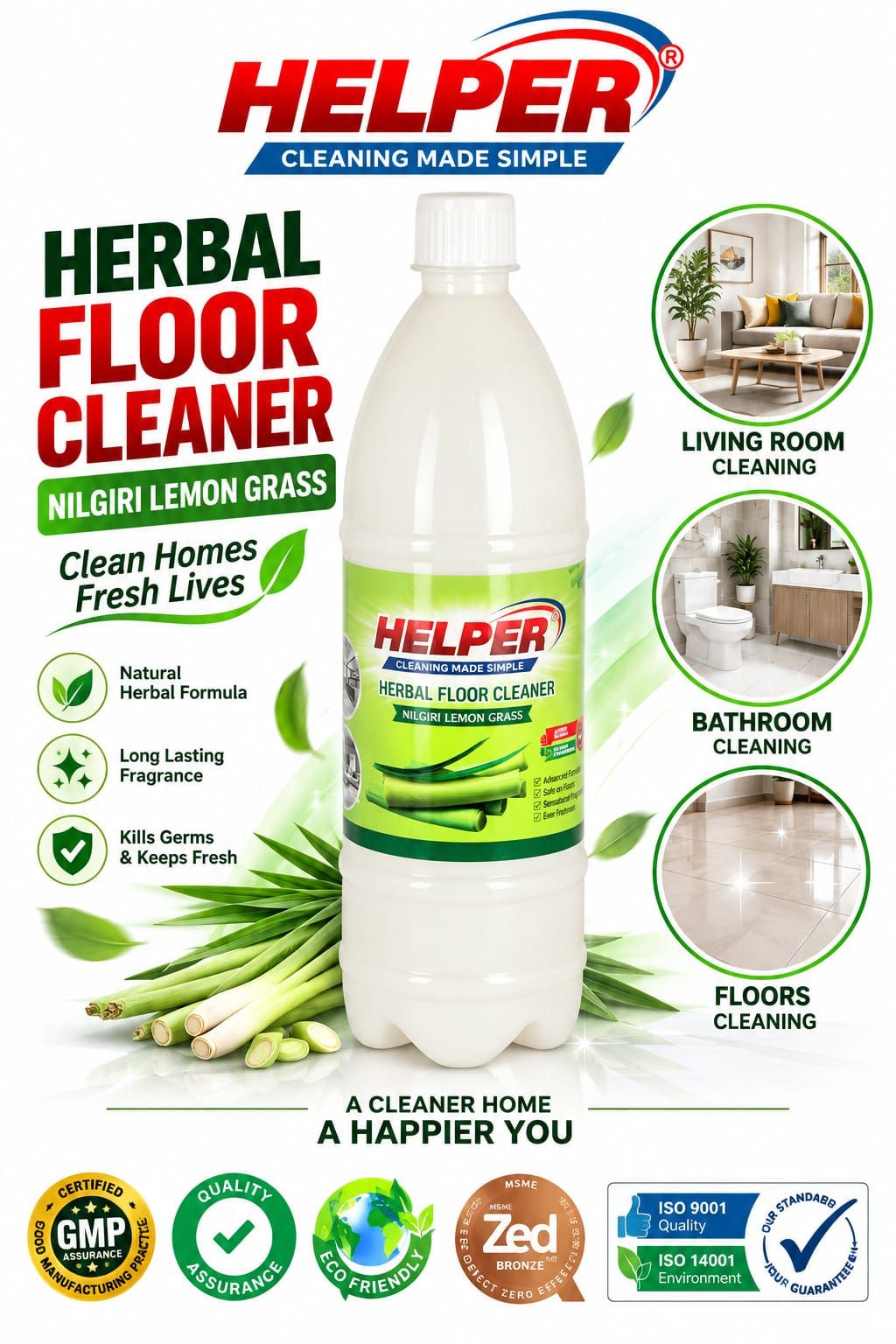 Herbal Scented Phenyle, Nilgigi Lemon Grass - 1Liter Bottle image 1