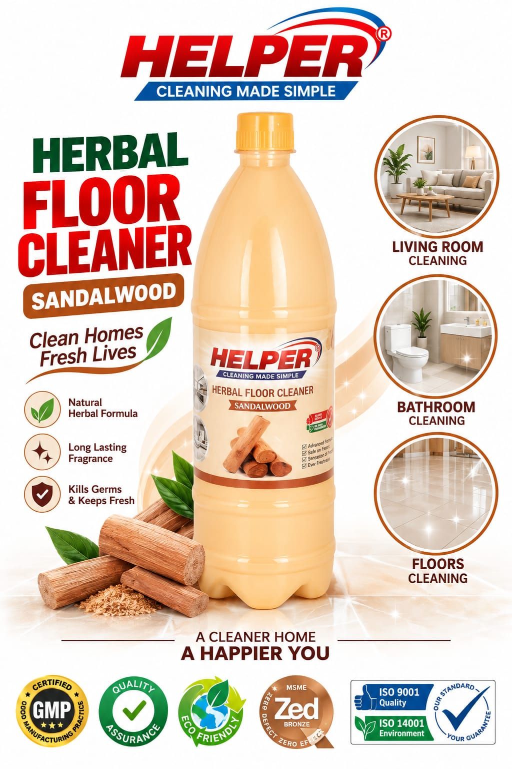 Herbal Scented Phenyle, Sandal - 1Liter Bottle image 1