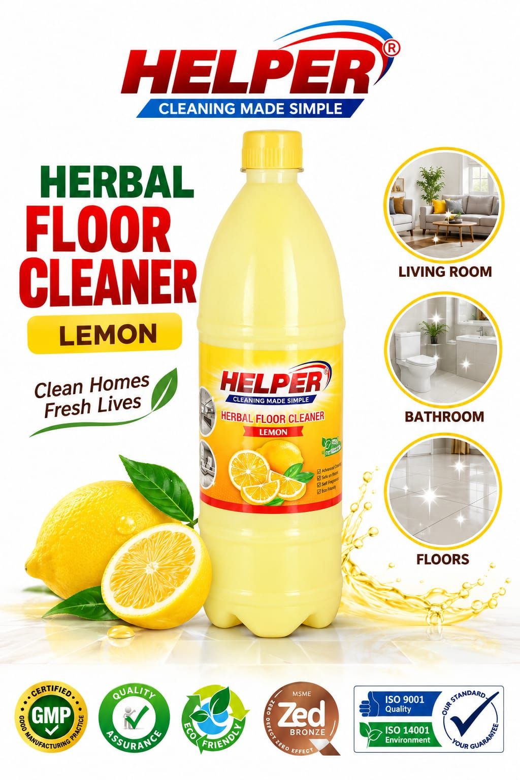 Herbal Scented Phenyle, Lemon - 1Liter Bottle image 1