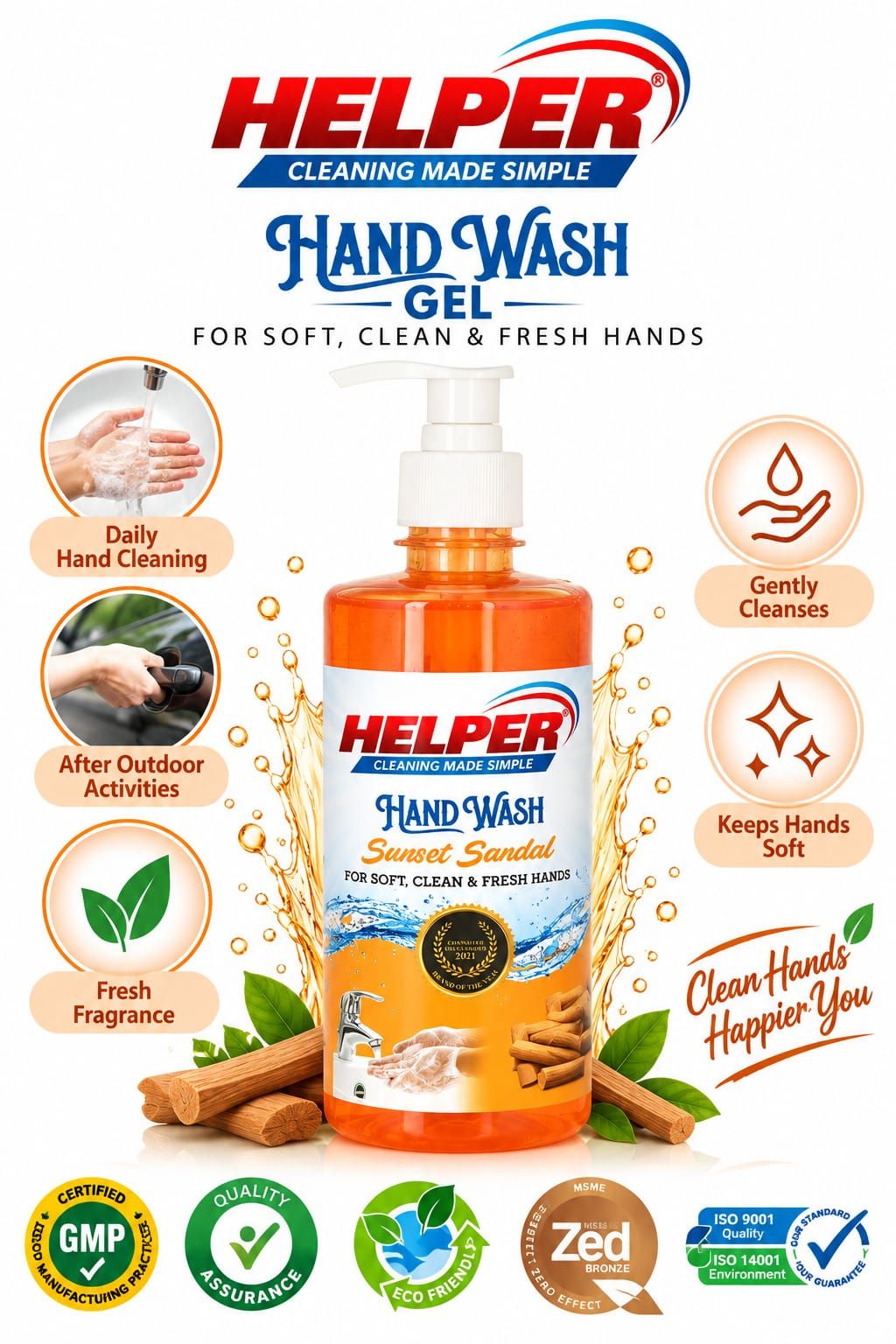 Hand Wash Liquid With Pump,Sunset Sandal -500ml. Bottle image 1