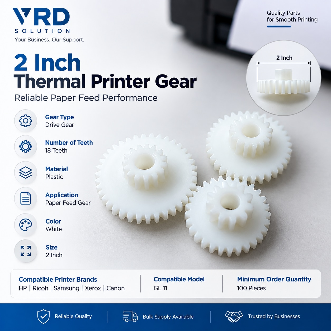 2 Inch Thermal Printer Gear – 18 Teeth Drive Gear image 1