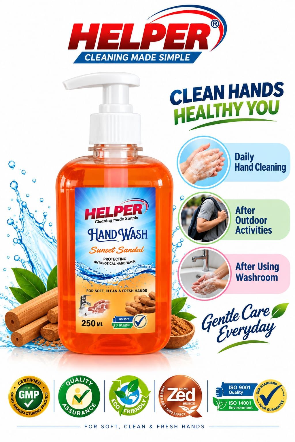 Hand Wash Liquid With Pump, Sunset Sandal -250ml. Bottle image 1