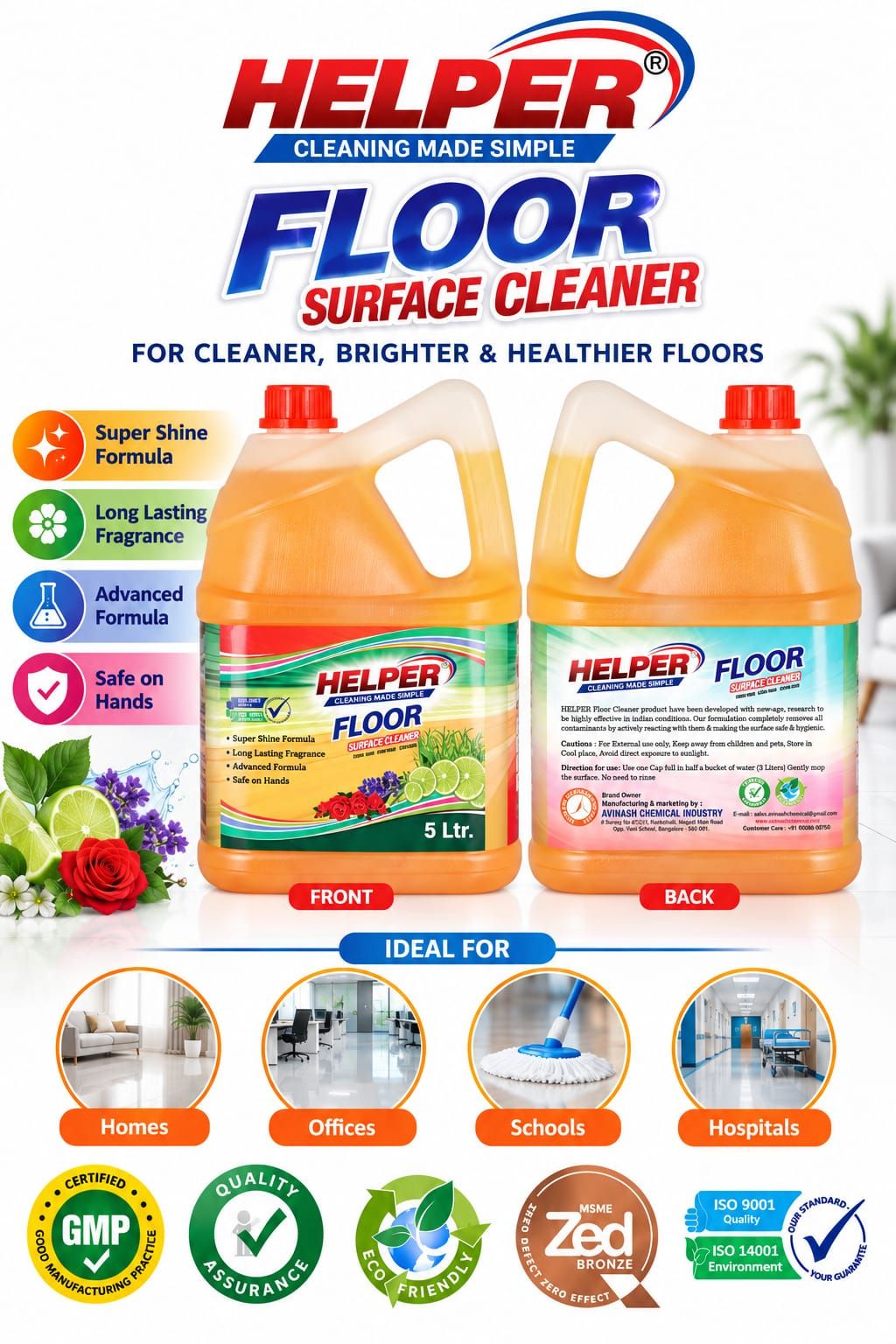Floor & Surface Cleaner, Citric Lemon - 5Liter Can image 1