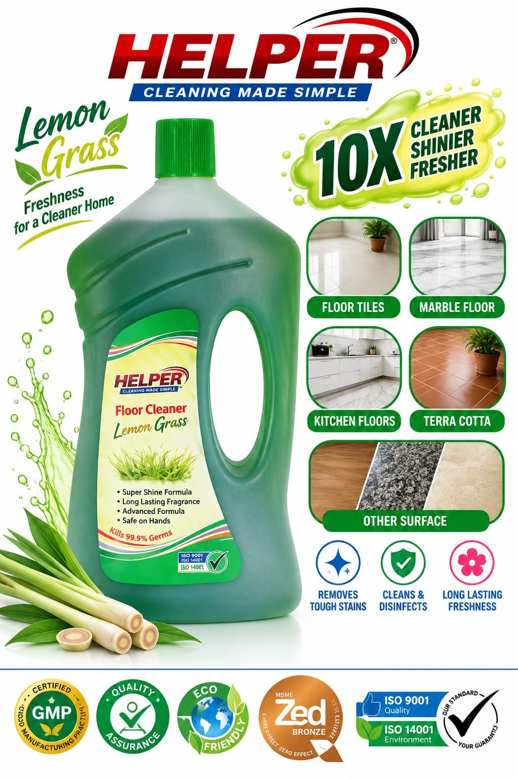 Floor & Surface Cleaner, Lemon Grass -1000ml. Bottle image 1