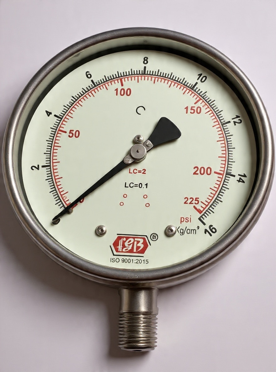 6'' DIAL0-16 KG 1/2 NPT BOTTOM COMPLETE SS image 1