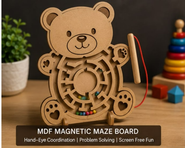 MDF Magnetic Maze Board for Kids