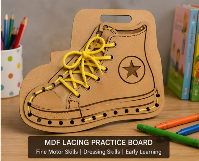 MDF Lacing Practice Board for Kids