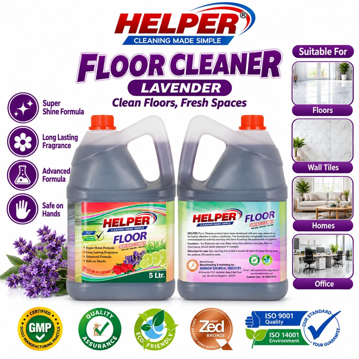 Floor & Surface Cleaner, Lavender Fresh -5 Liter Can image 1