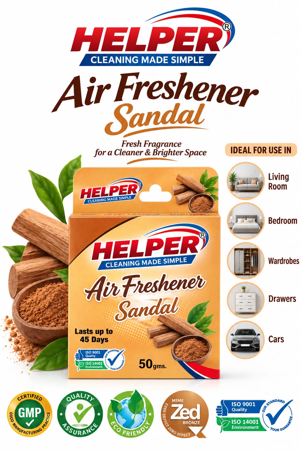 Air Frsehner, Sandal Fragrances -50gm. Box image 1