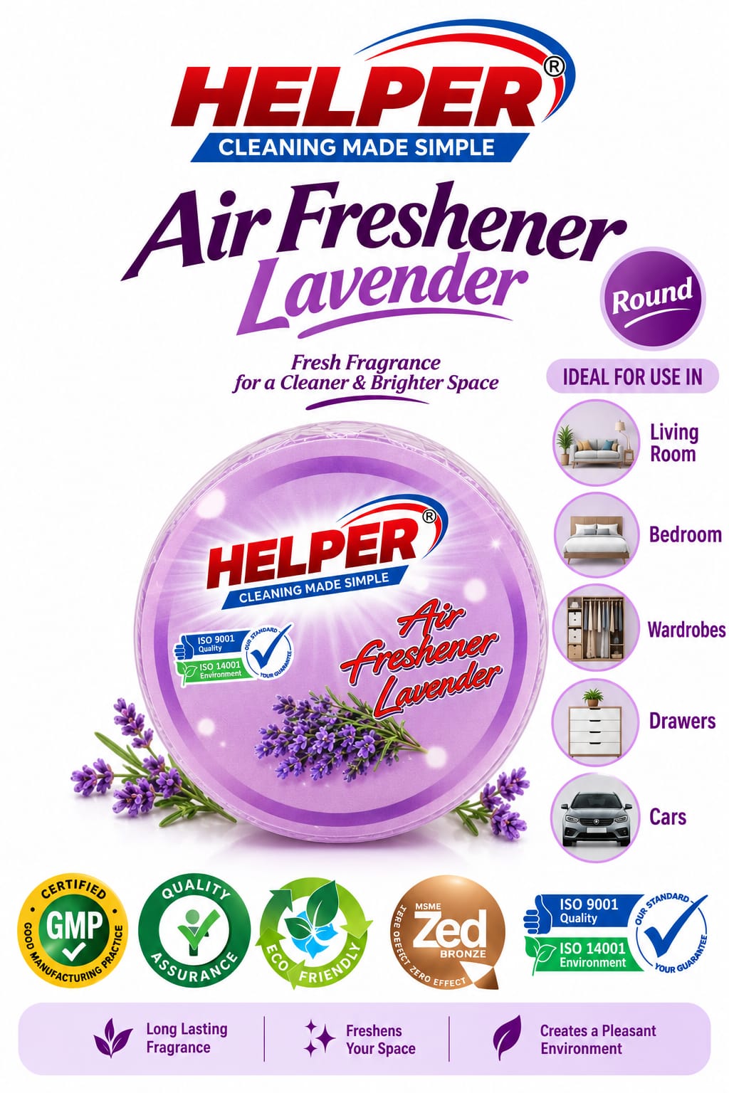 Air Freshner Net Round, Lavender Fragrances -100gm. image 1