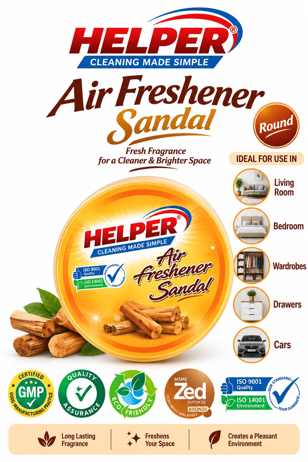 Air Freshner Net Round, Sandal Fragrances -100gm. image 1