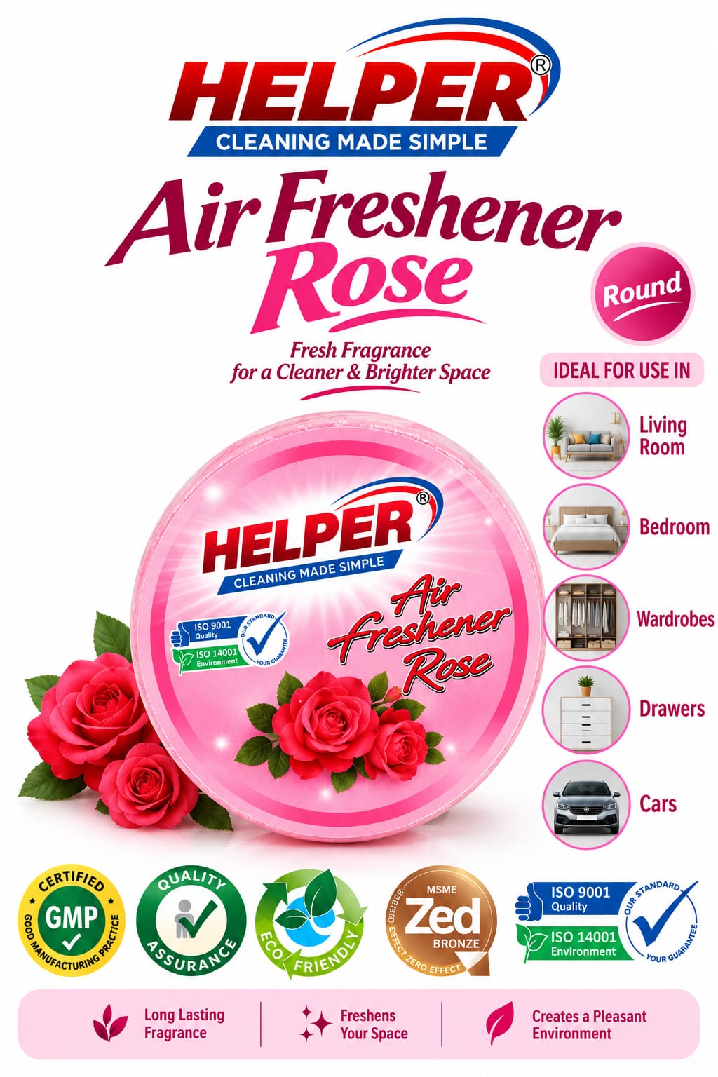 Air Freshner Net Round, Rose Fragrances -100gm. image 1