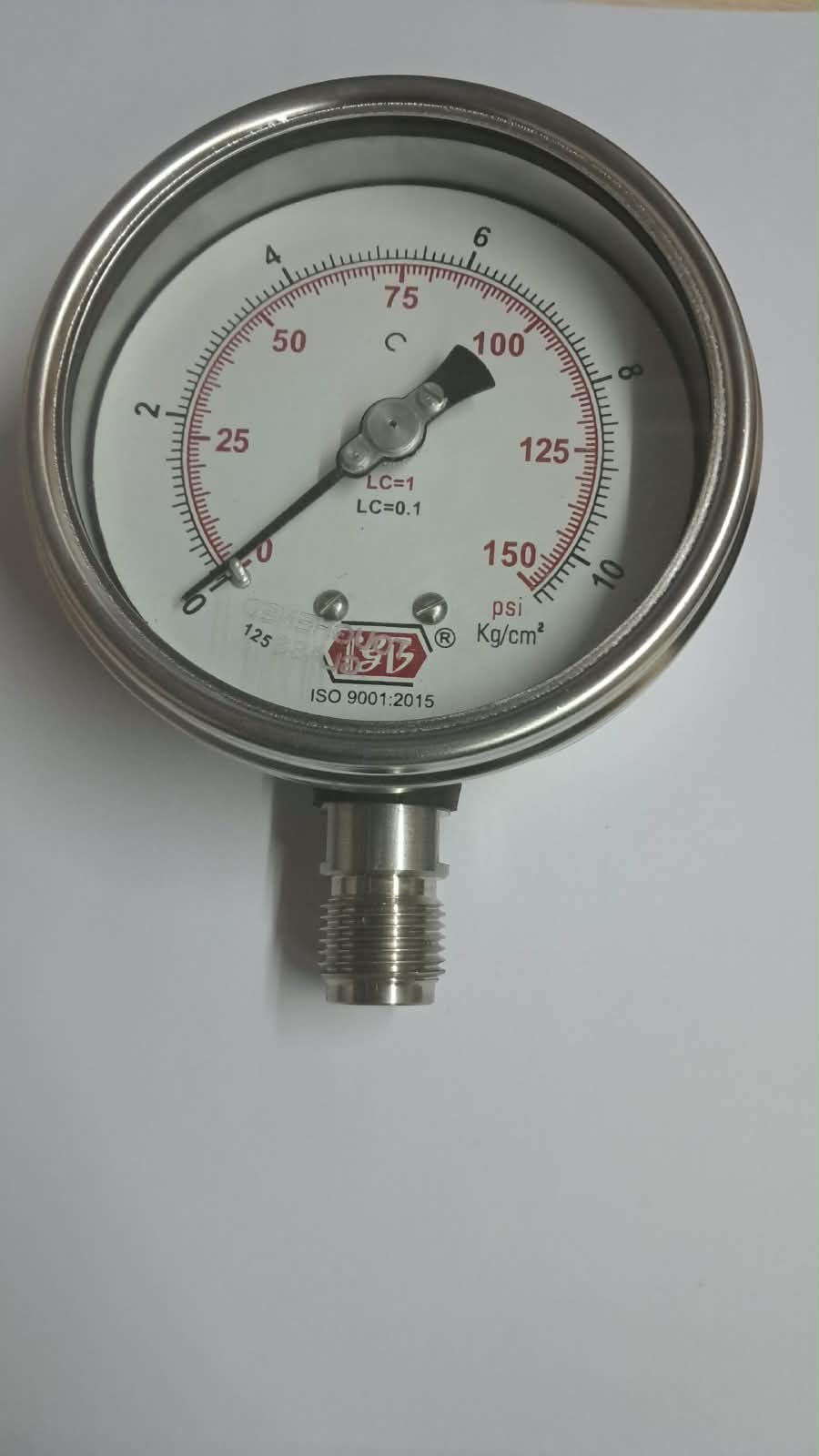 4'' DIAL0-150 PSI 3/8 BSP BOTTOM COMPLETE SS image 1