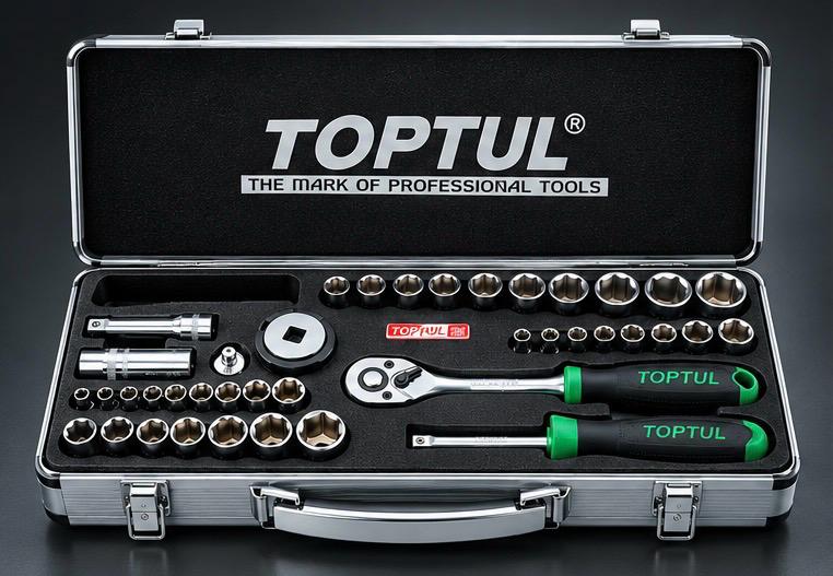 TOPTUL GCAD4004 40PCS 1/4“ & 3/8” DR. Socket Set (METRIC & SAE) image 1
