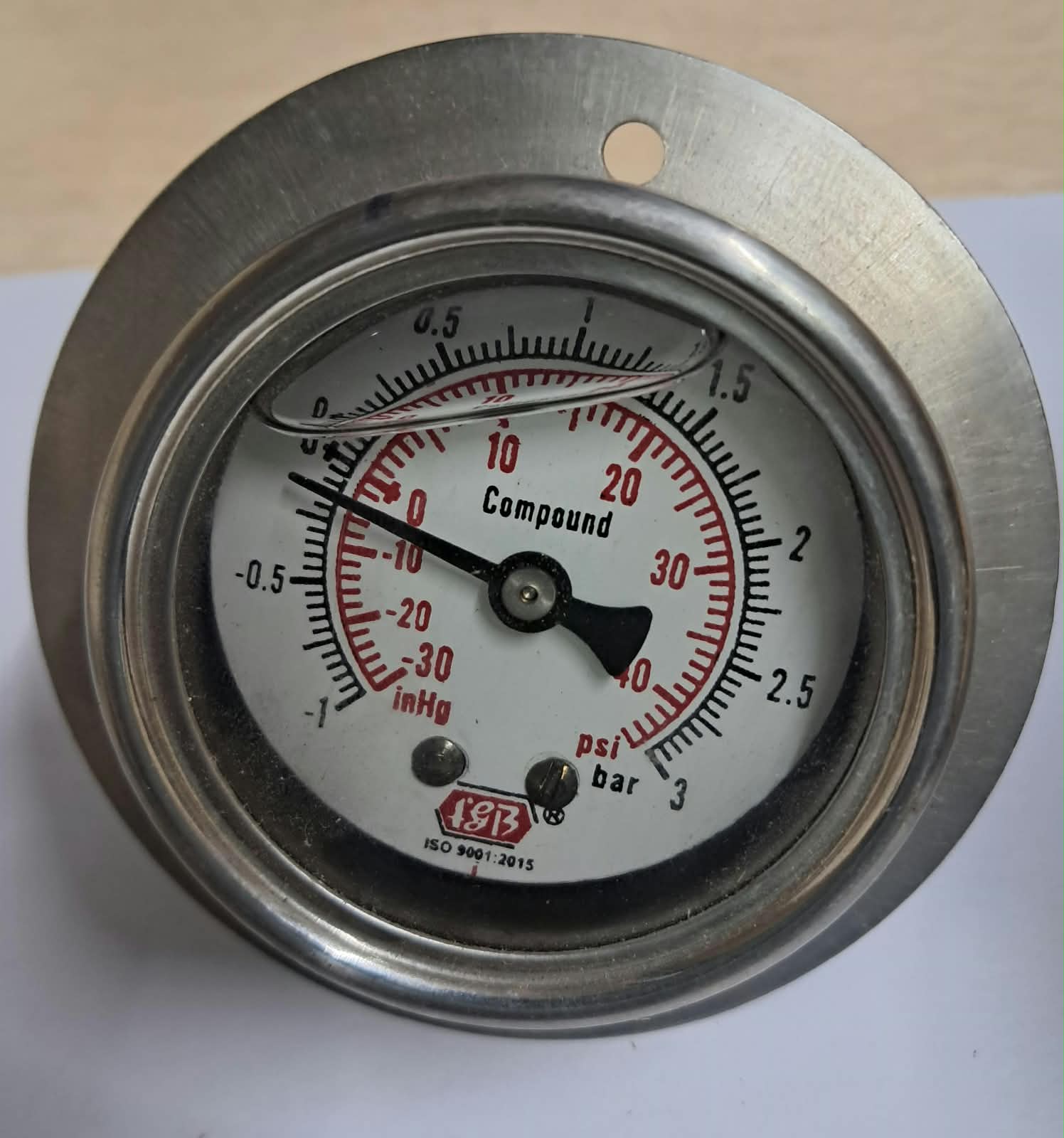 2'' DIAL 1/4 BSP BCPM COMPOUND GAUGE COMPLETE SS GLY FILLED image 1