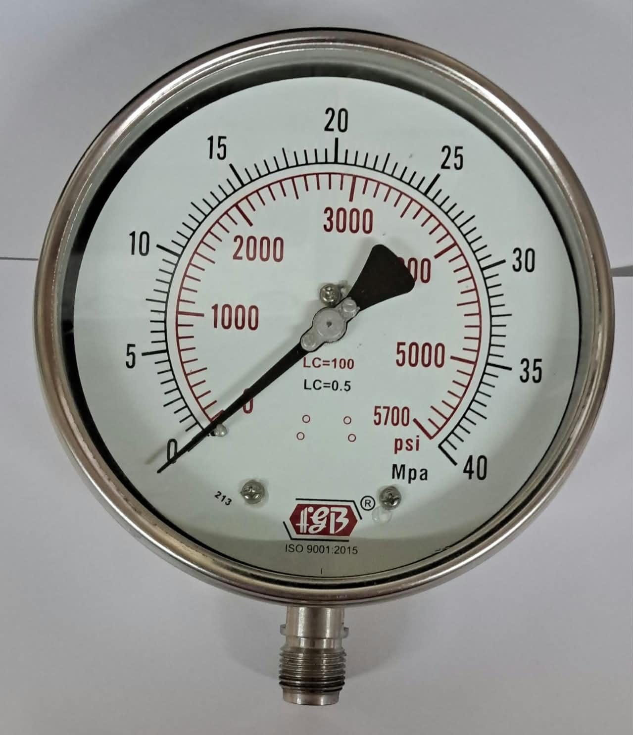 6'' DIAL 0-40 MPA 1/2 BSP BOTTOM COMPLETE SS image 1