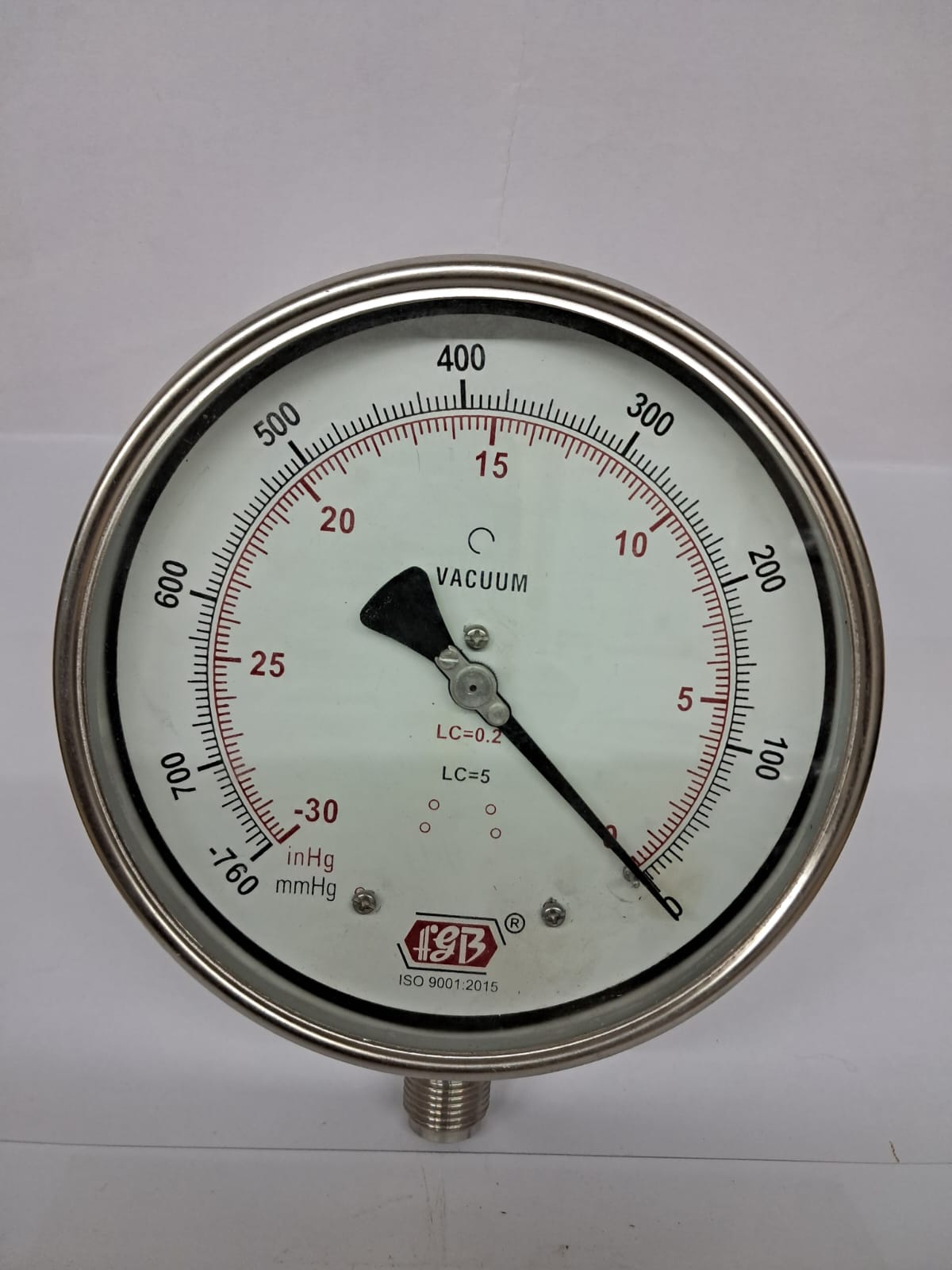 6''DIAL-VACUUM 1/2 BSP BOTTOM COMPLETE SS image 1