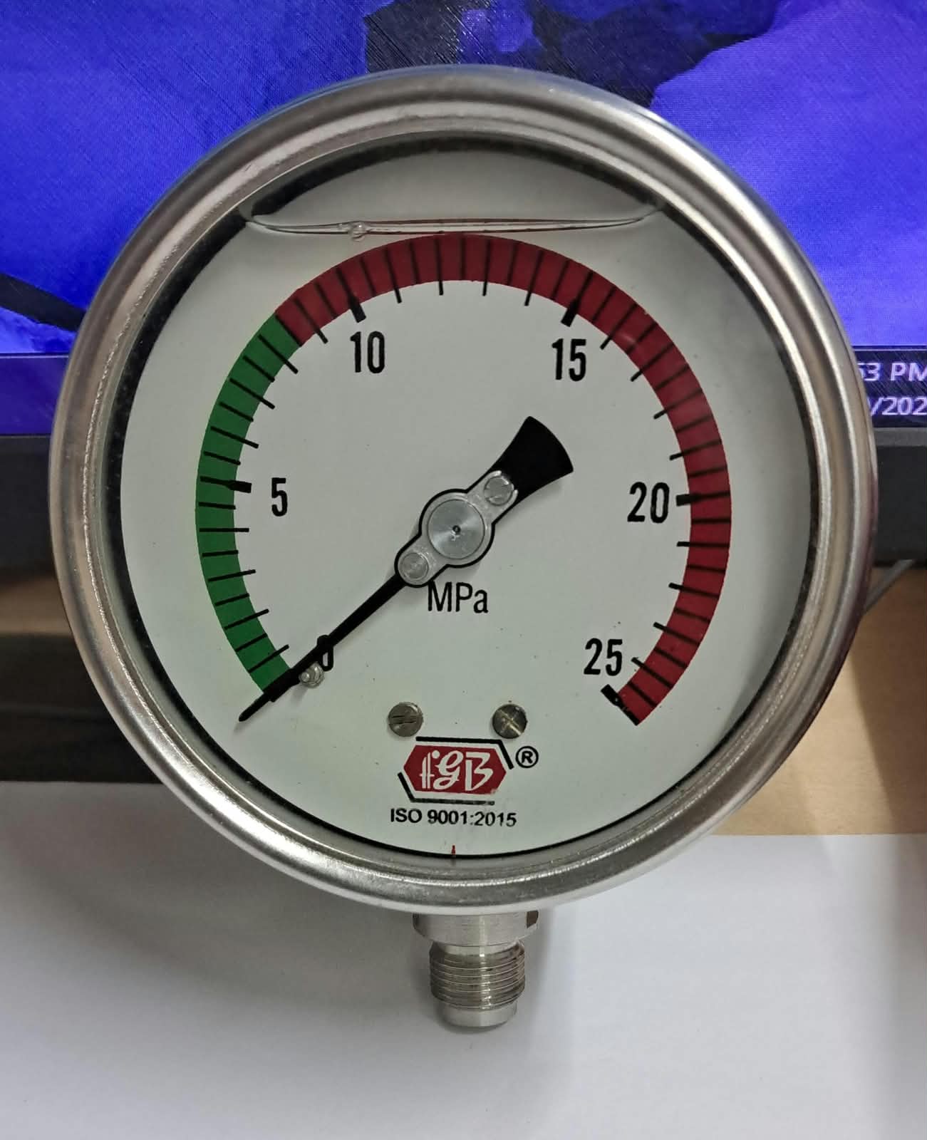 4"dial 0-25 mpa 3/8 bsp bottom complete ss glycerin filled image 1
