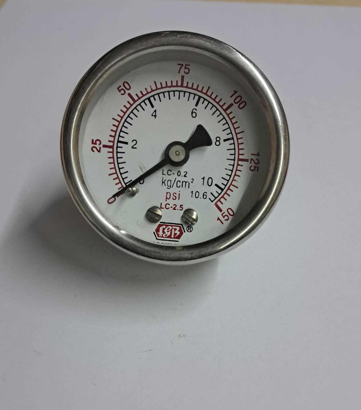 2"dial 0-150 psi 1/4 bsp b/c ss casing internal brass image 1