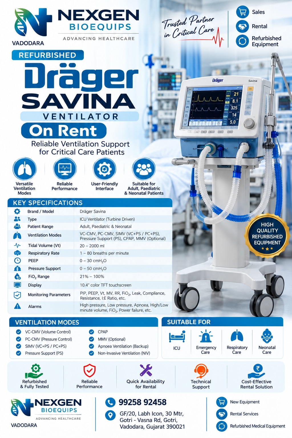 Refurbished Drager Savina ventilator image 1