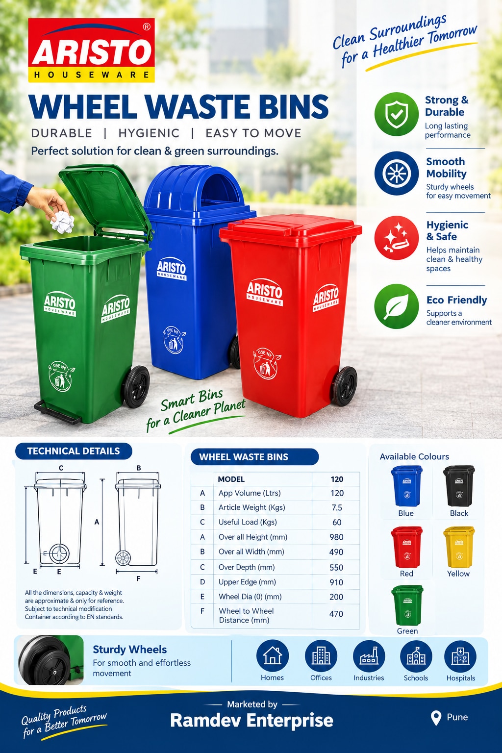 120 Litre Wheel Waste Bin image 1