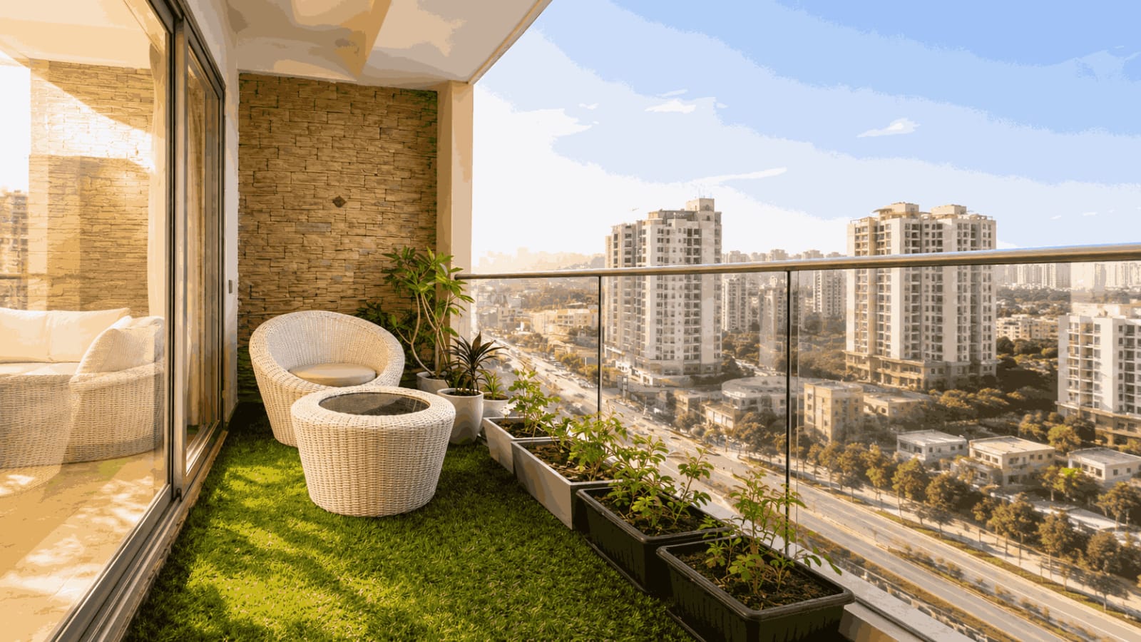 Elevated Green Balcony Retreat with Glass Railing | Anna Nagar image 1