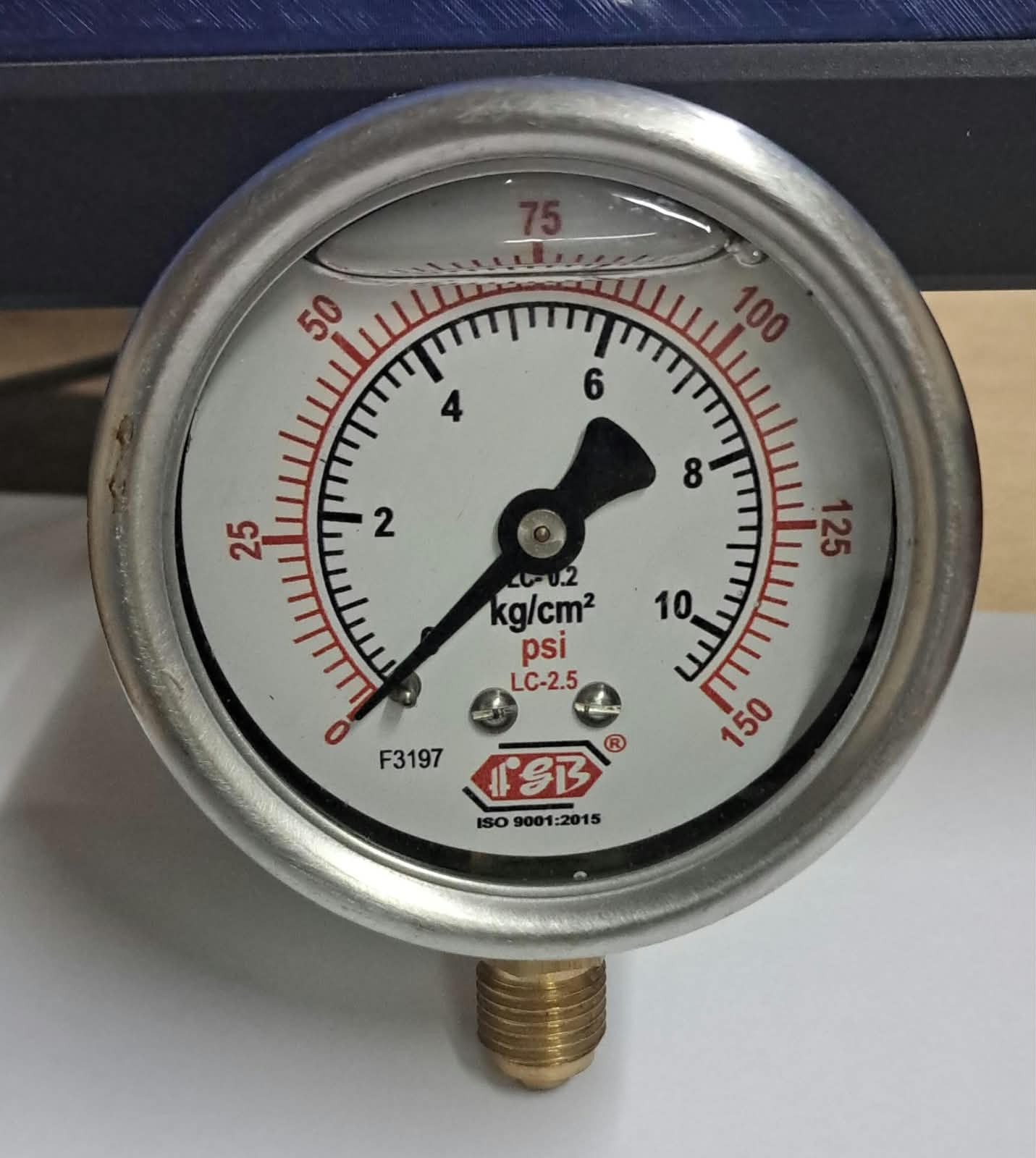 21/2"dial 0-150 psi 1/4 bsp bottom ss casing int brass gly filled image 1