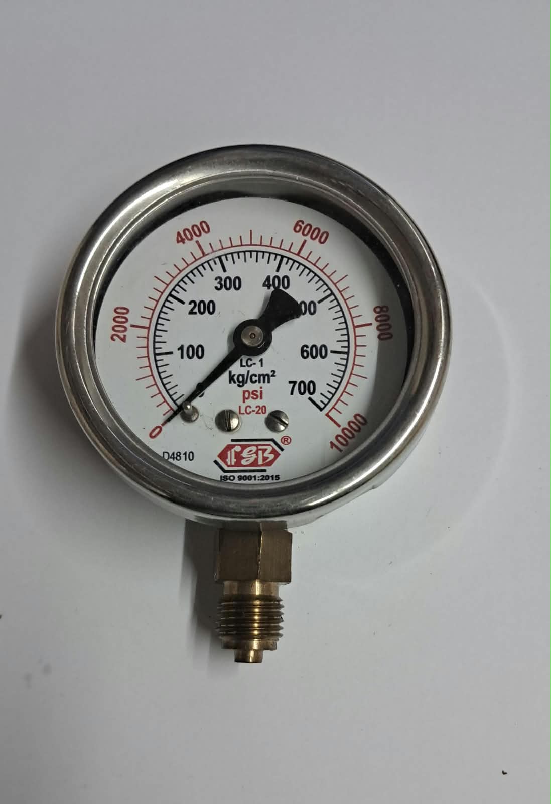 21/2'' DIAL0-700 KG 1/4 BSP BOTTOM COMPLETE SS GLY FILLED image 1