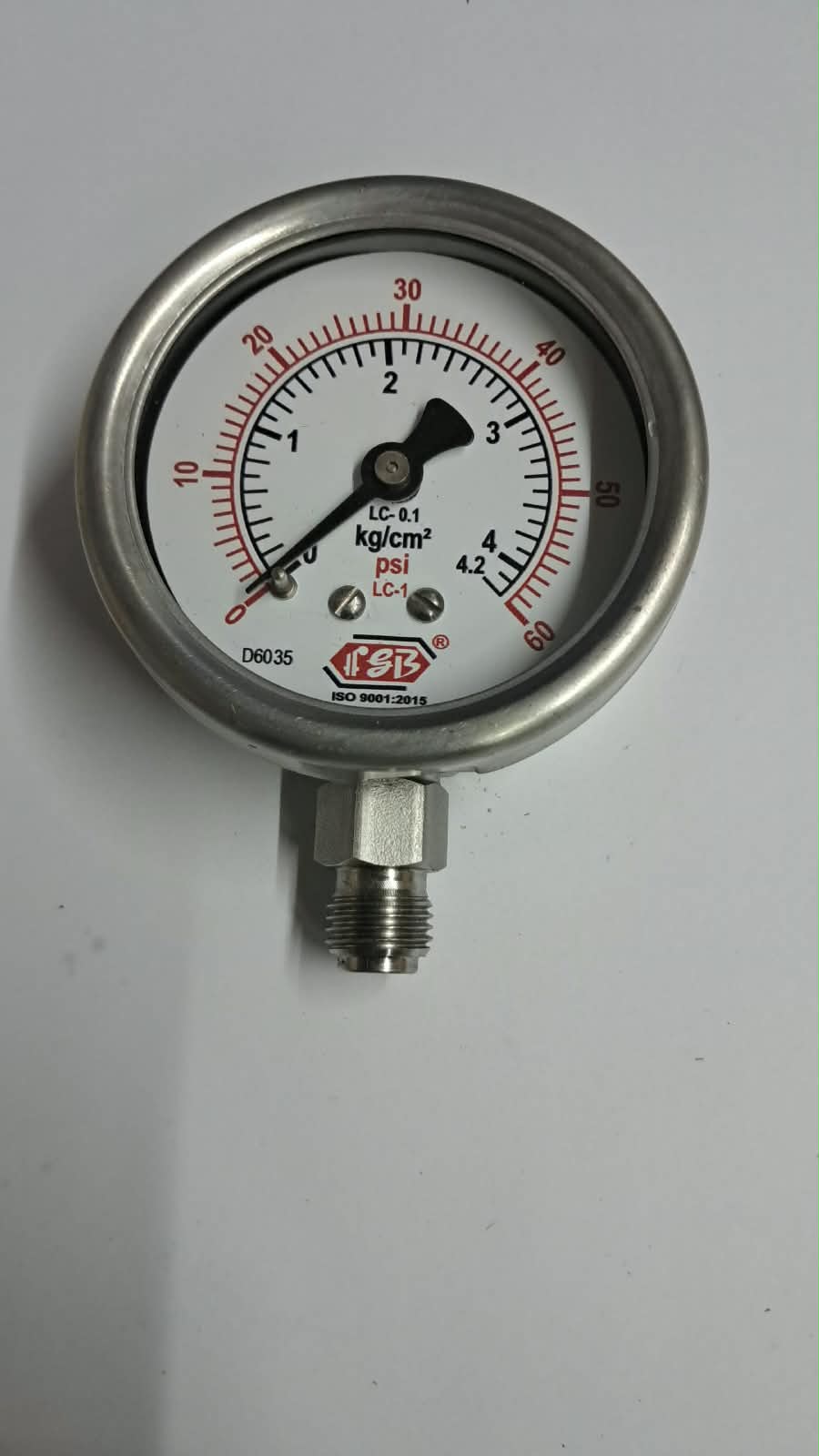 21/2"dial 0-60 psi 1/4 bsp bottom complete ss image 1