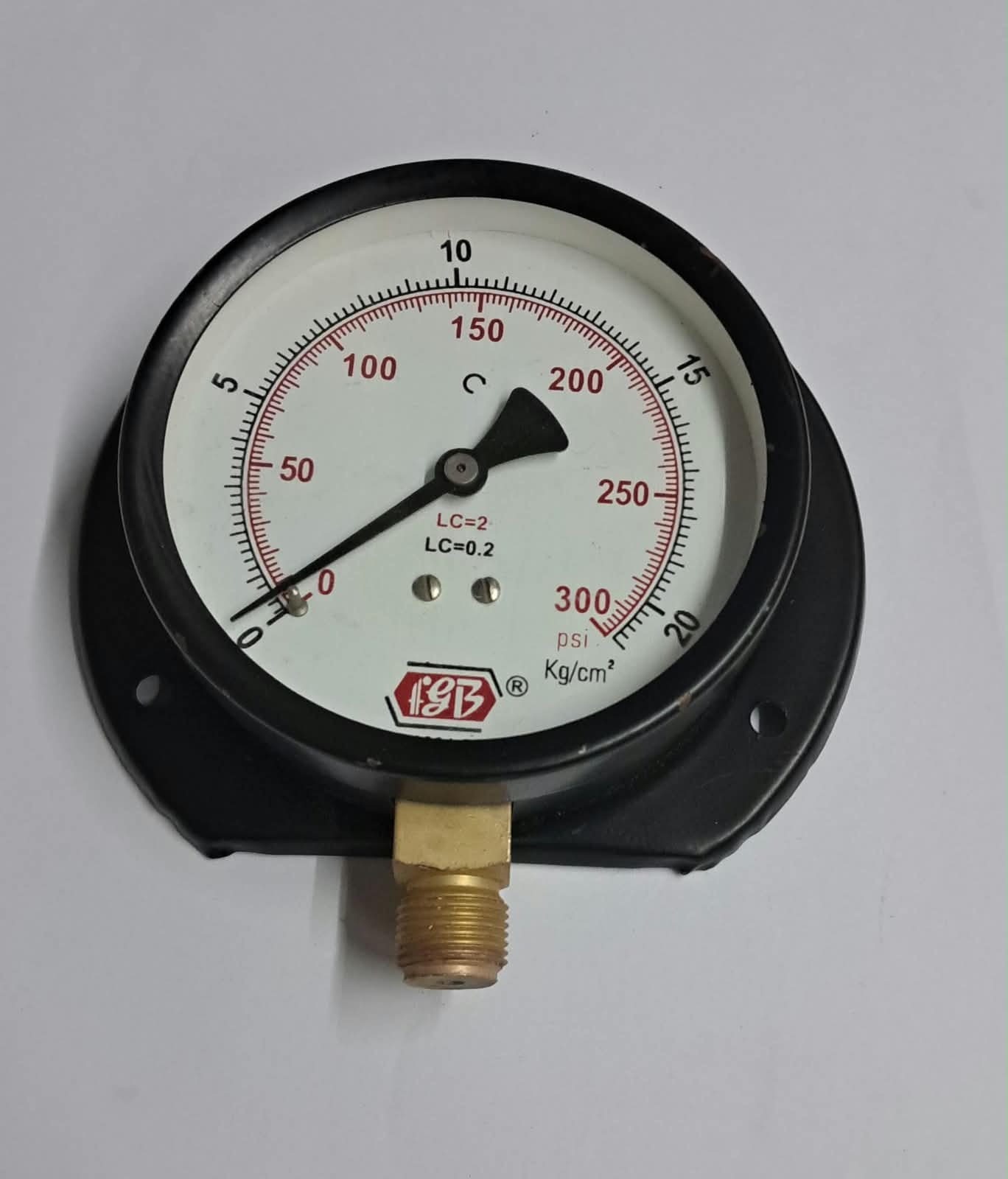 4'' DIAL 0-300 PSI 3/8 BSP BOTTM MS CASING INT BRASS image 1