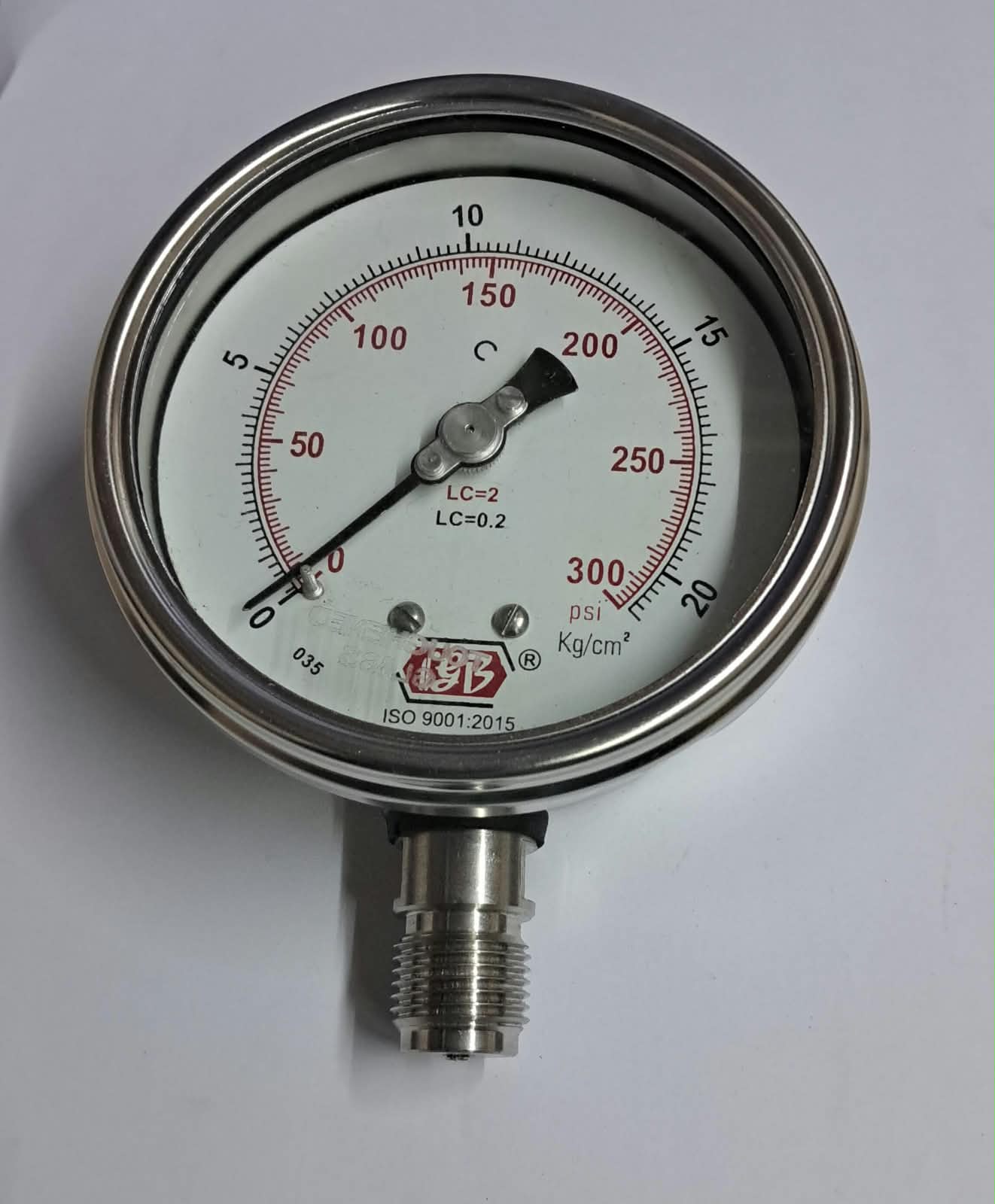4'' DIAL0-300 PSI 1/2 BSP BOTTOM COMPLETE SS image 1