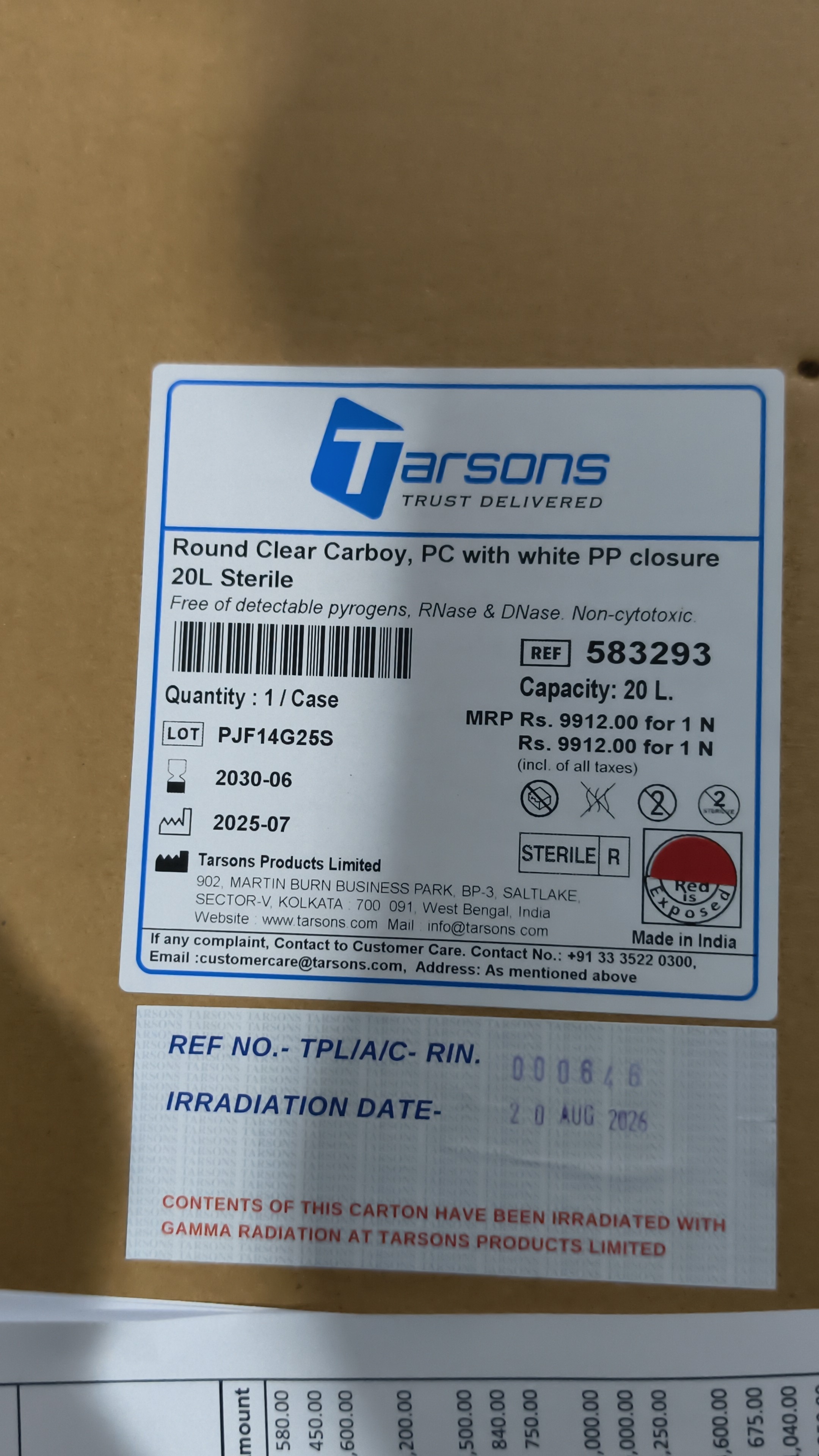 Tarson Round PP Sterile Carbo image 1