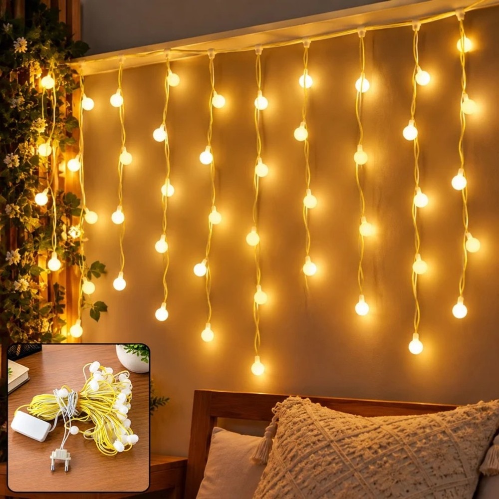 Warm White Bulb Curtain String Lights for Home Decoration (10 Mtr Approx) (26006) image 1