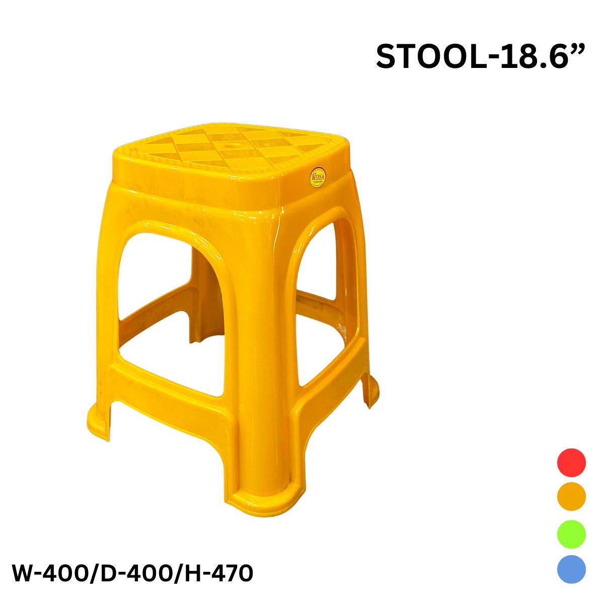WERSA 18.6 Inch Heavy Duty Plastic Stool – Red, Orange, Green & Sky Blue image 1