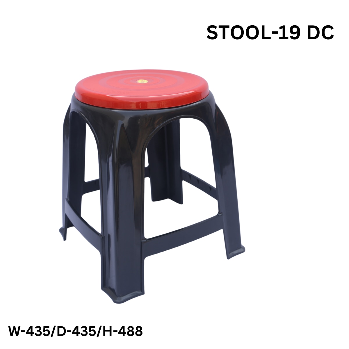 WERSA 19 Inch DC Plastic Stool – Black & Red image 1