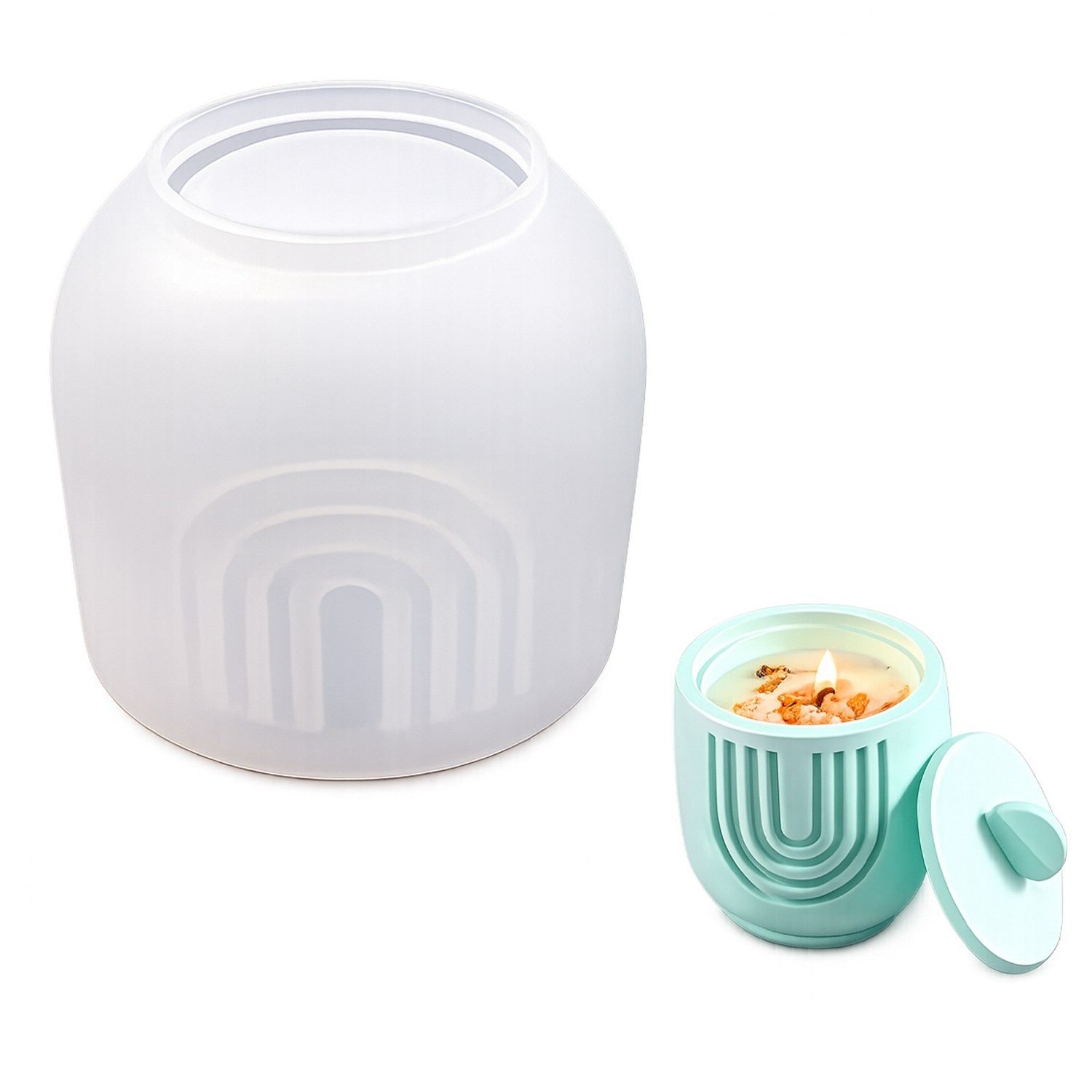 Silicone Mould Candle Pot With Cap Big JSMN64 image 1