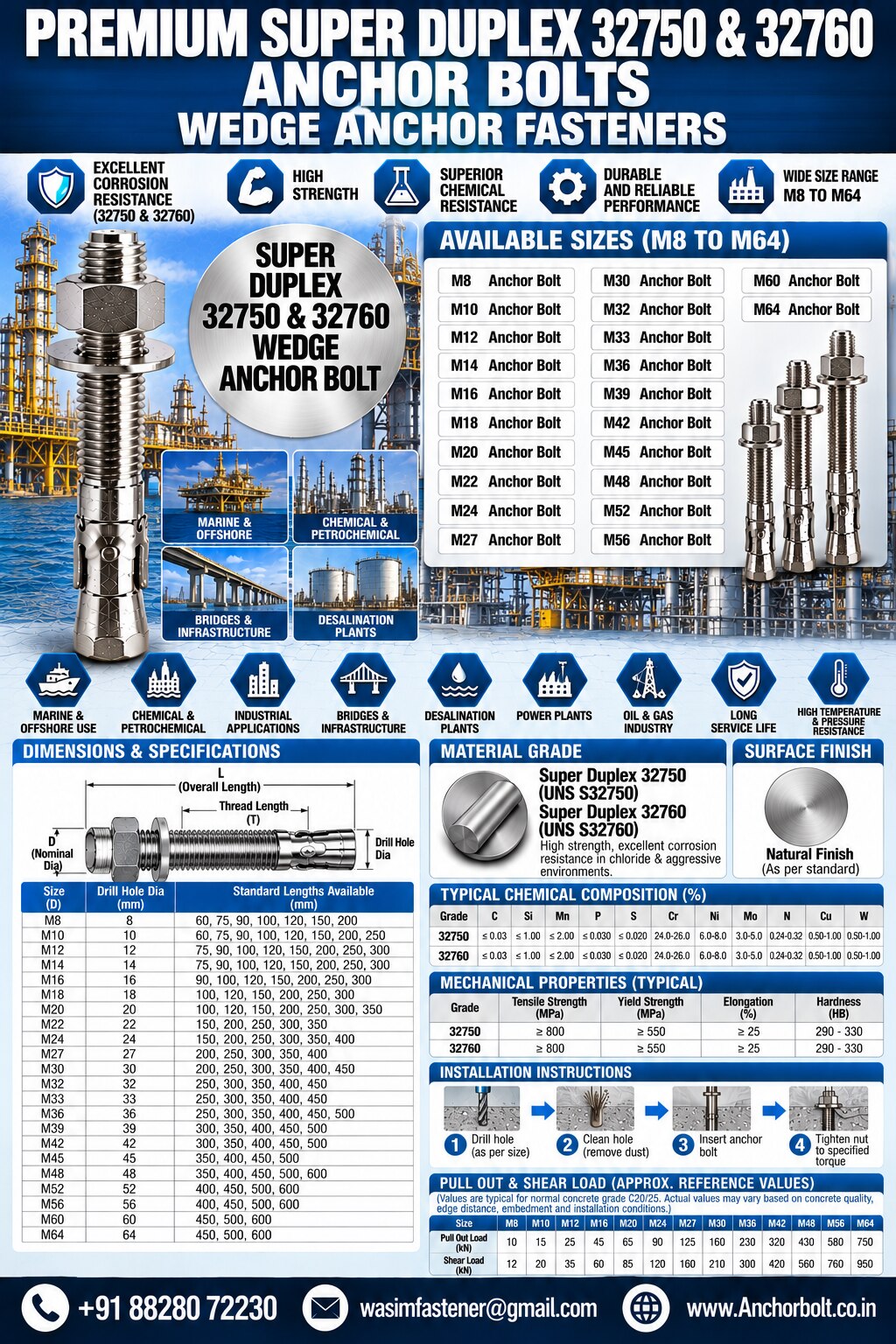 Super Duplex Anchor Bolts
Super Duplex Wedge Anchors
Super Duplex Concrete Anchor Bolts
Super Duplex Mechanical Anchors
Super Duplex Expansion Anchors
Super Duplex Through Bolts image 1