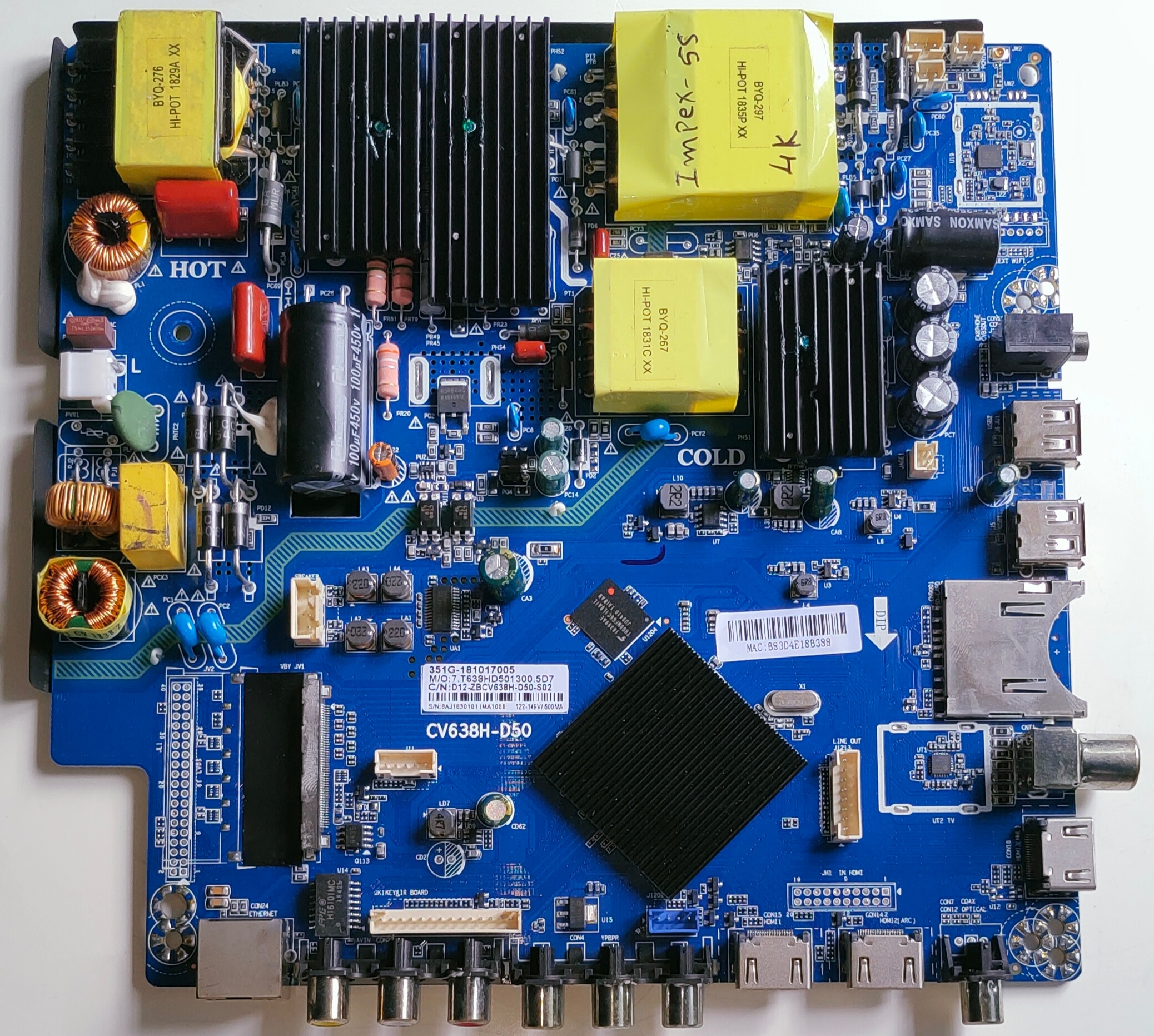 Impex 55 inch 4K LED TV CV638H-D50 Motherboard, Main Board, Main PCB image 1