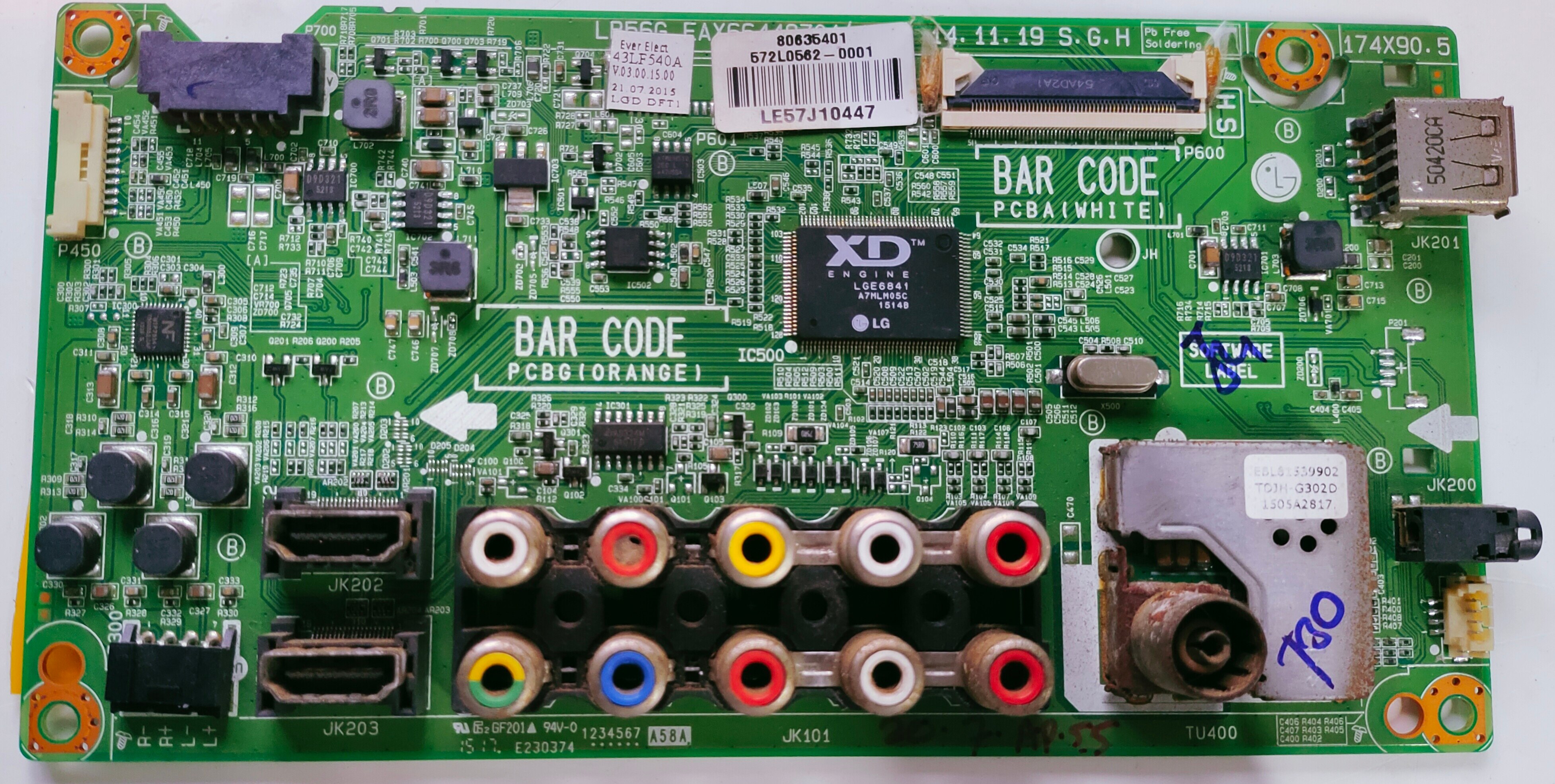 LG 43LF540A-TB LED Full HD TV Motherboard, Main Board, Main PCB image 1