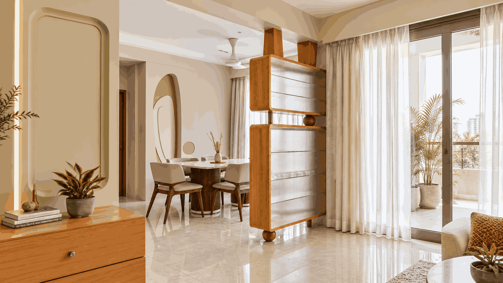 Wooden Decorative Partition with Textured Panels | Anna Nagar image 1