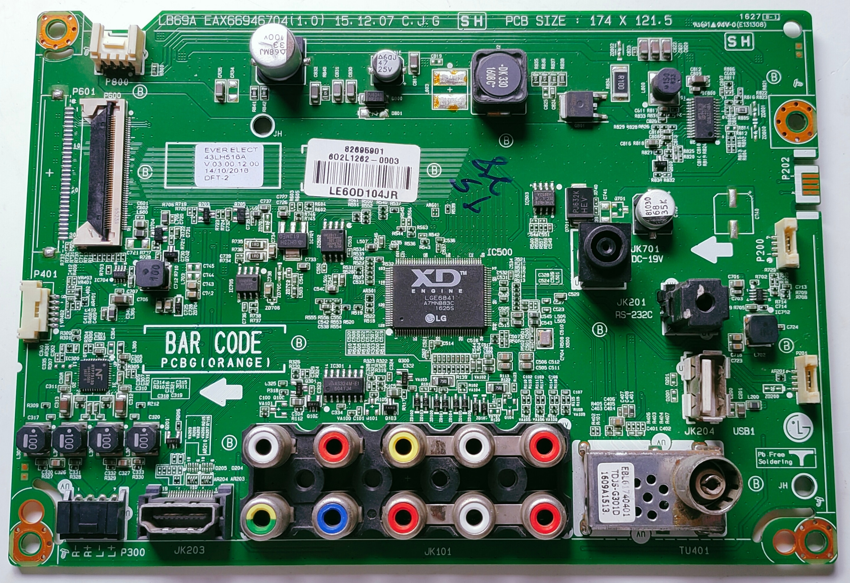 LG 43LH516A-TE LED Full HD TV Motherboard, Main Board, Main PCB image 1