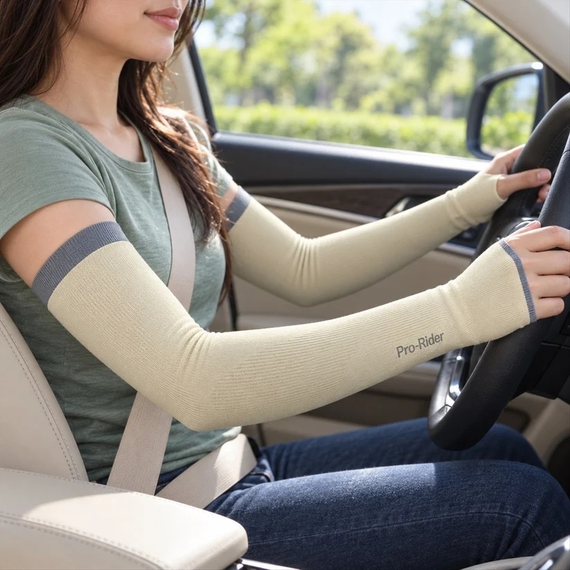 UV Protection Arm Sleeves with Thumb Holes for Cycling & Driving (24943) image 1