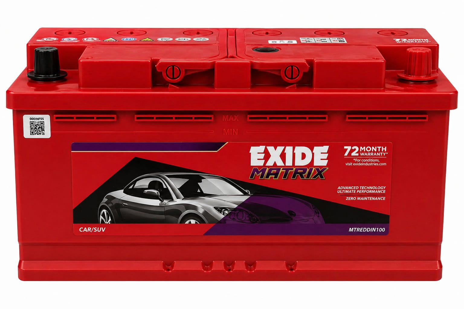 EXIDE CAR BATTERY MATRIX MTRED DIN100 image 1
