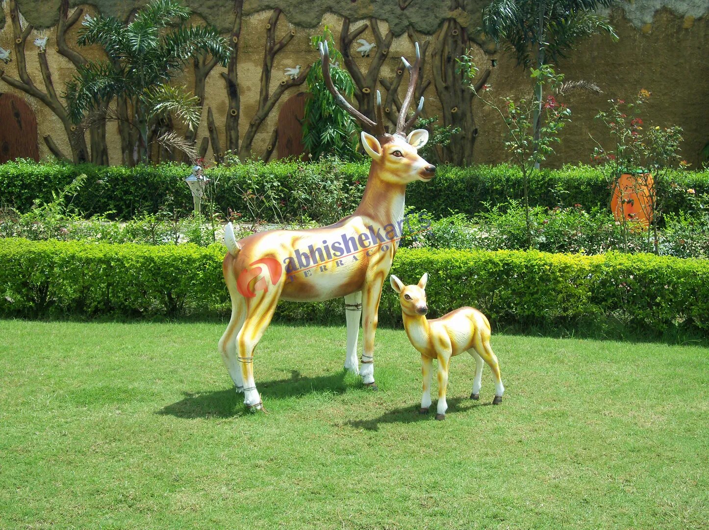 Fiberglass Deer with Baby Sculpture image 1