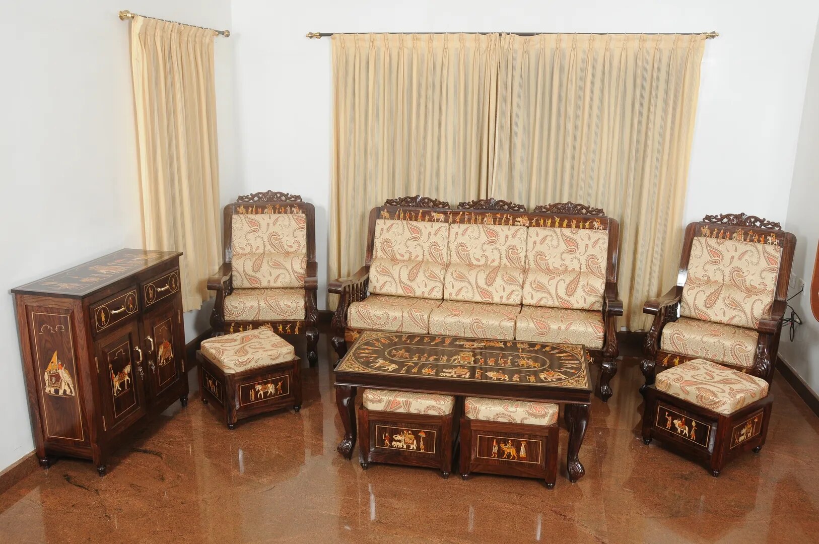 Rosewood Sofa set in Mysore dasara Inlay work image 1