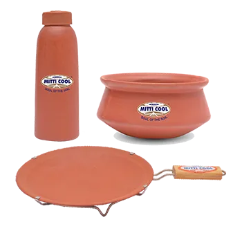 Simple Tawa with handle (9 inch),Handi (500 Ml),Water bottle (400 ML) image 1