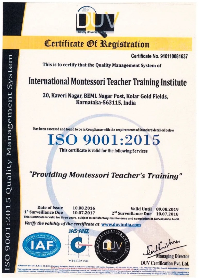 ISO 9001:2015 Certified Montessori Training Institute image 1